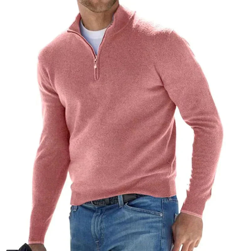 Agustín - Stylowy sweter z zamkiem dla mężczyzn
