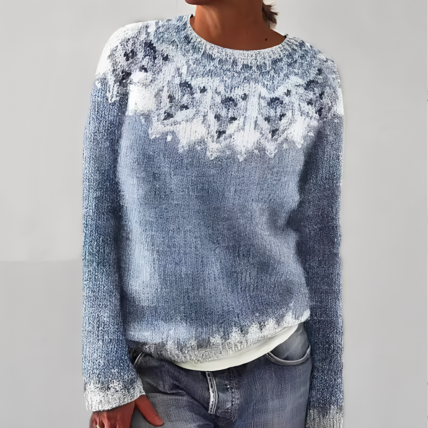 Heather - Klasyczny damski sweter z wzorem