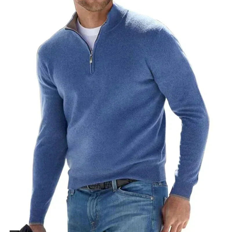 Agustín - Stylowy sweter z zamkiem dla mężczyzn