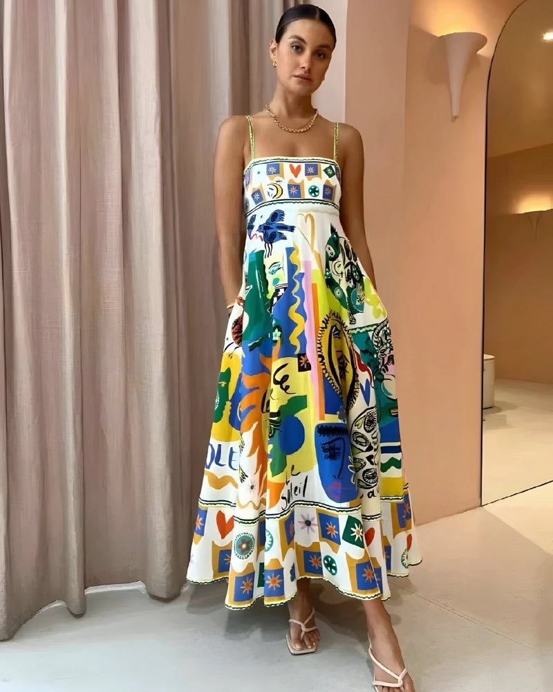 Chiara - Letnia sukienka z barwnego lnu