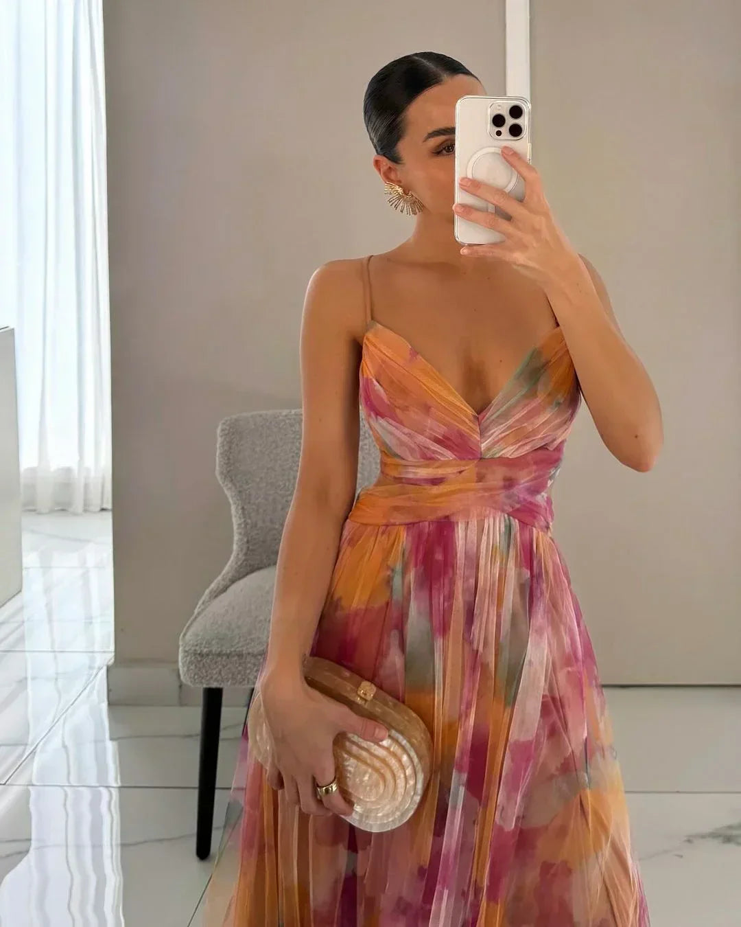 Brienne - Suknia Maxi Damska, Elegancka & Warstwowa