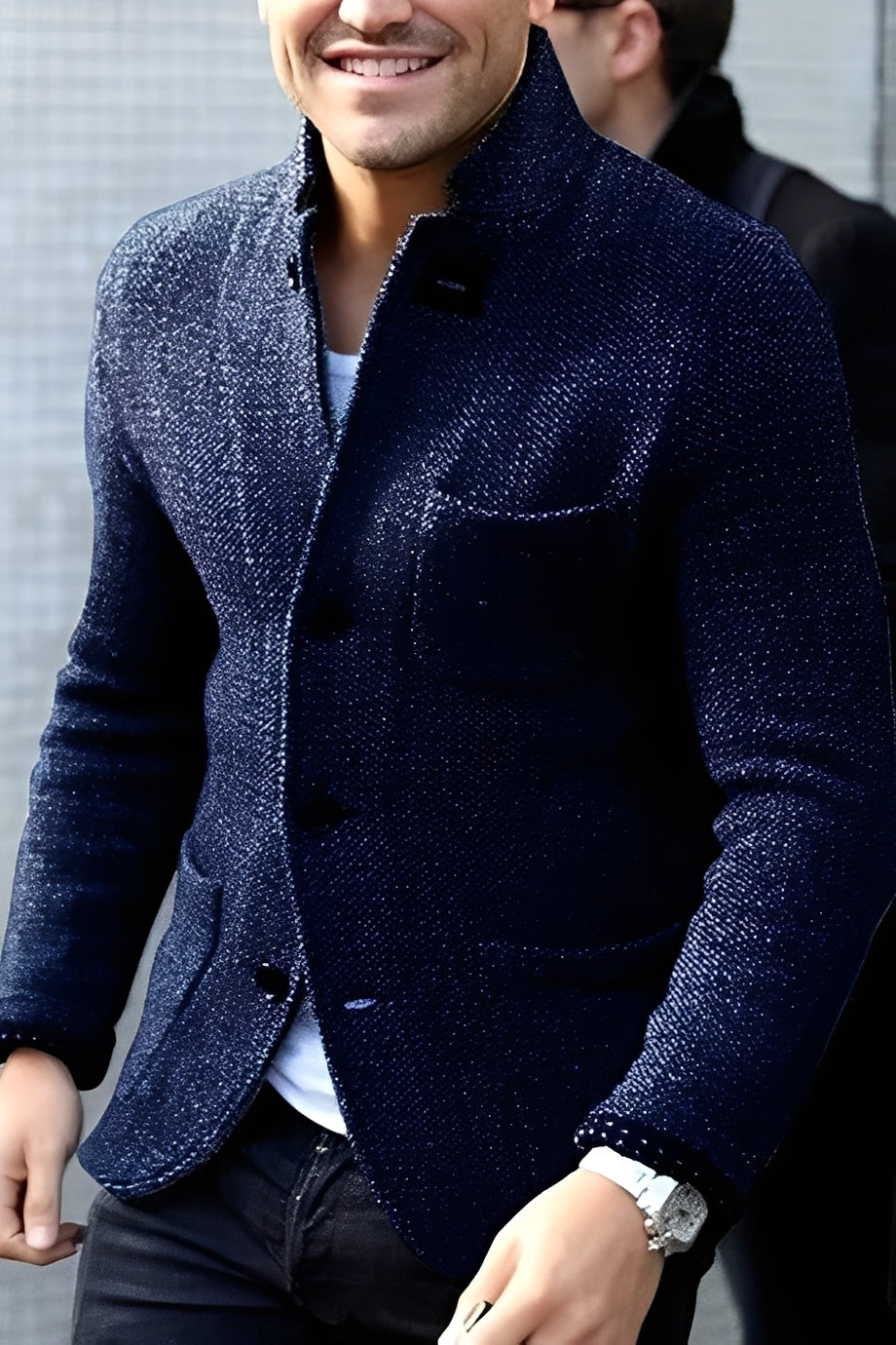 Hardy - Elegancki, dopasowany krótki płaszcz męski