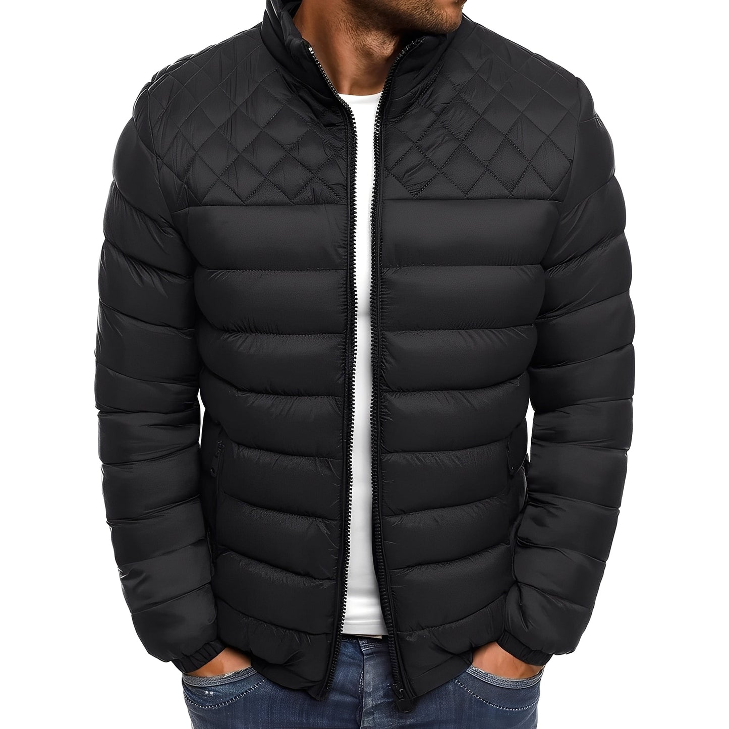 Jeffry - Męska elegancka kurtka wiatroszczelna na zewnątrz