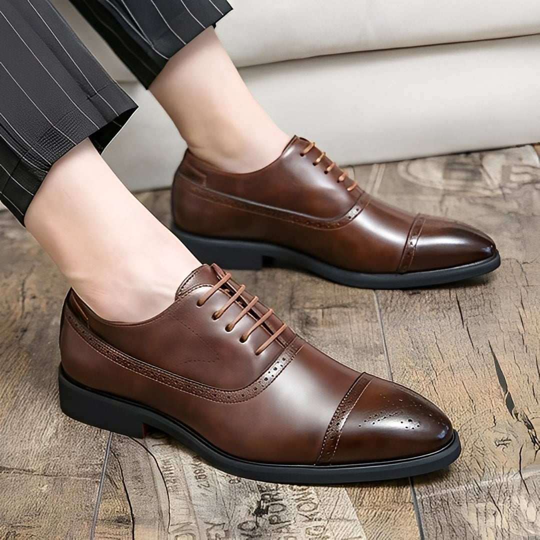 Fulton - Nowoczesne stylowe skórzane buty brogue dla mężczyzn