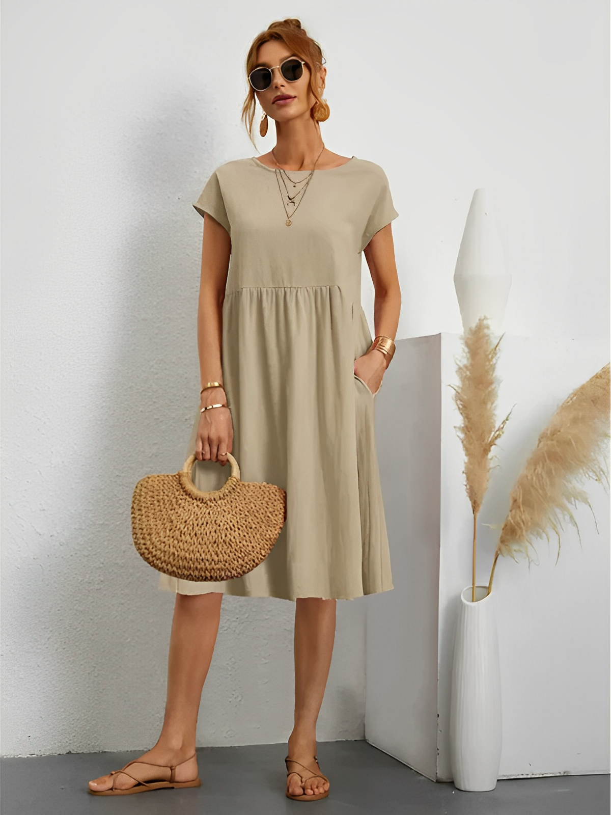 Amira – Elegancka letnia sukienka z rękawami