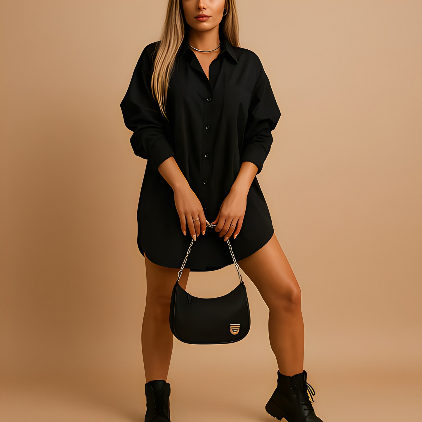 Alecia - Damska bluzka oversize z długimi rękawami