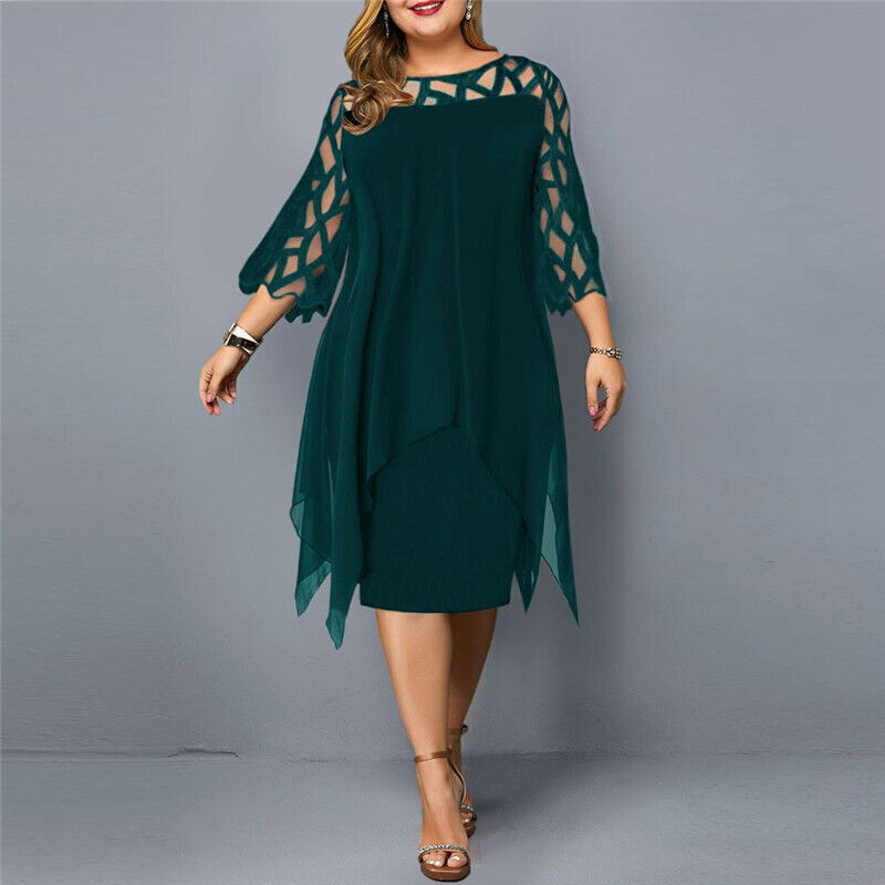 Cathryn - Elegancka Midi-Sukienka w Dużym Rozmiarze