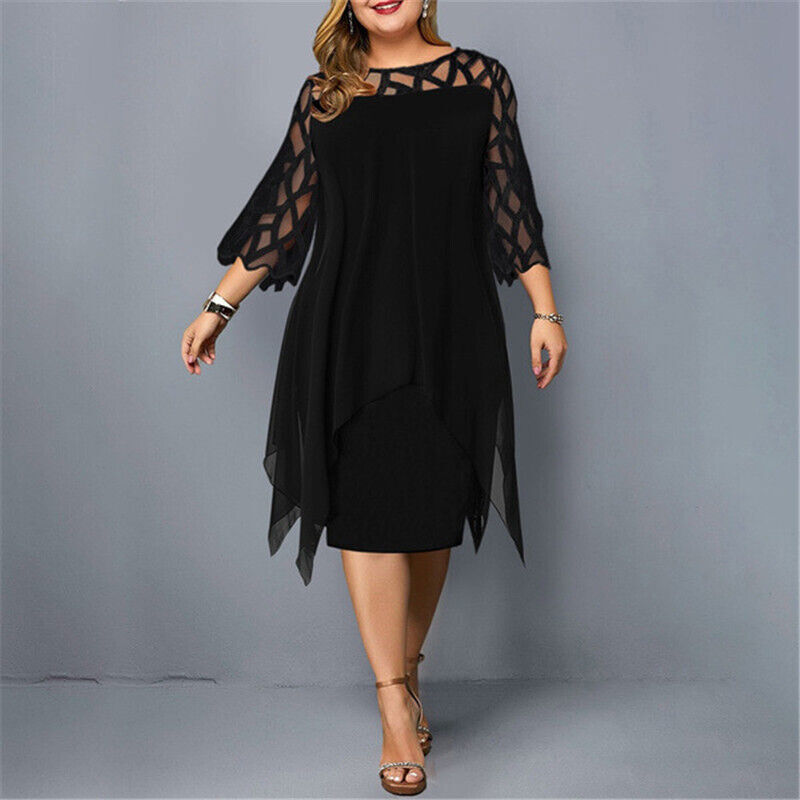 Cathryn - Elegancka Midi-Sukienka w Dużym Rozmiarze