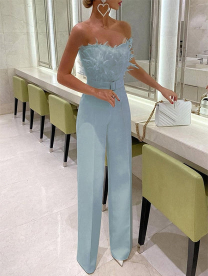 Frola - Elegancki kombinezon z bandeau topem