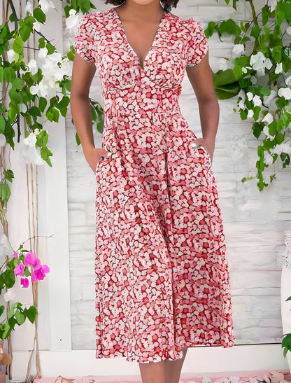 Monica - Swobodna sukienka z dekoltem V dla kobiet