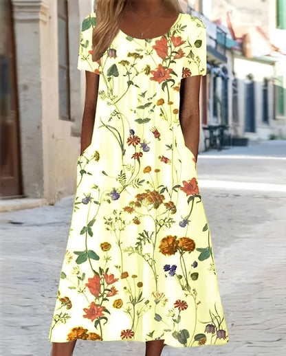 Meghan - Stylowa sukienka swing z kwiatowym wzorem dla kobiet