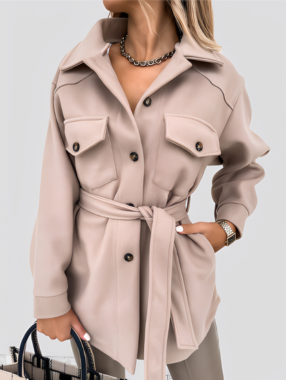 Tiffanie - Nowoczesna, lekka damska kurtka wełniana z klapami