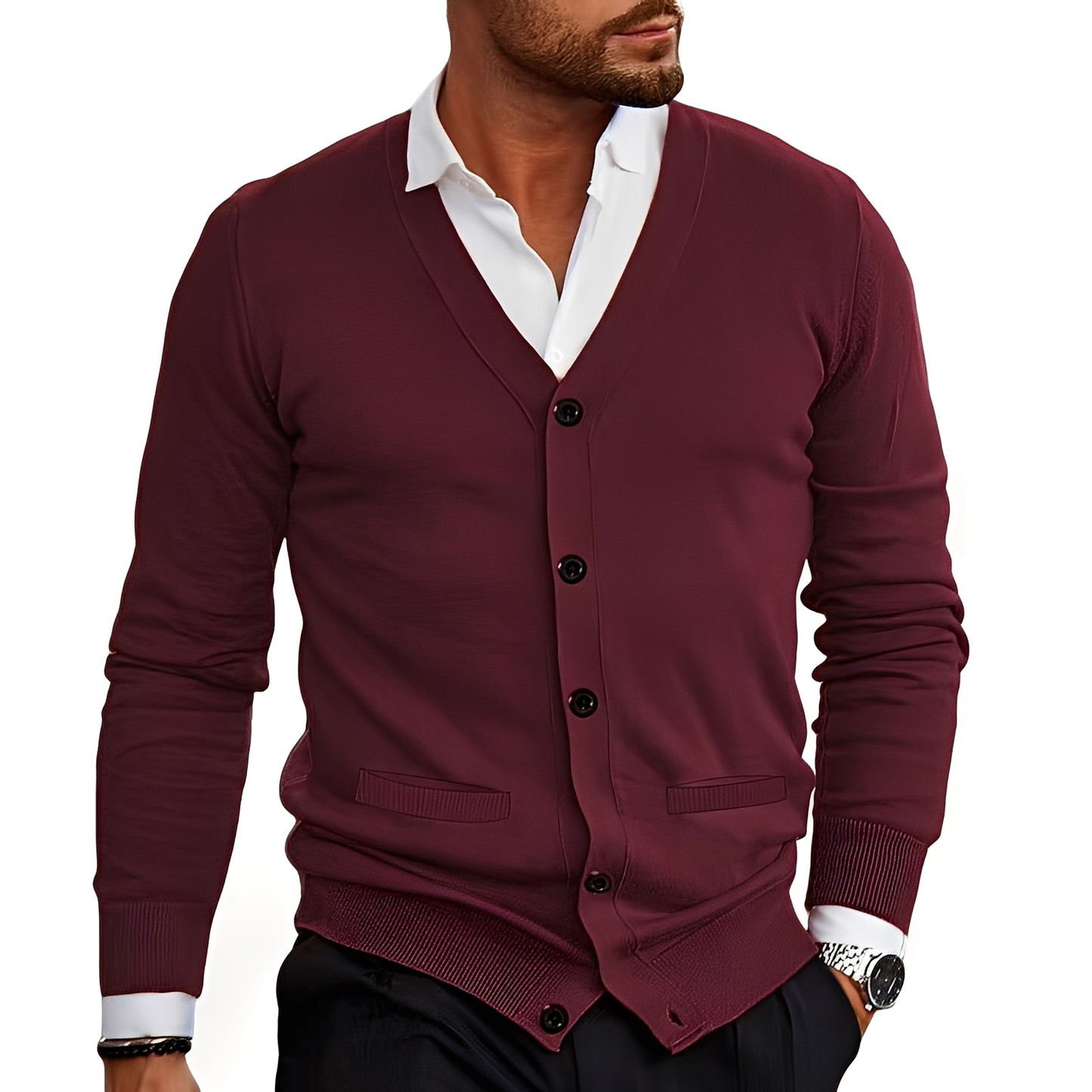 Kyler - Stylowy męski sweter zapinany na guziki