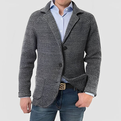 Gerald - Nowoczesny męski kardigan z kieszeniami z klapami