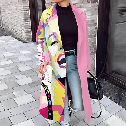 Kelsea - Modny płaszcz z nadrukiem dla kobiet