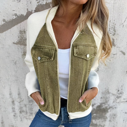 Libby - Luźna damska kurtka dżinsowa z reglanowymi rękawami