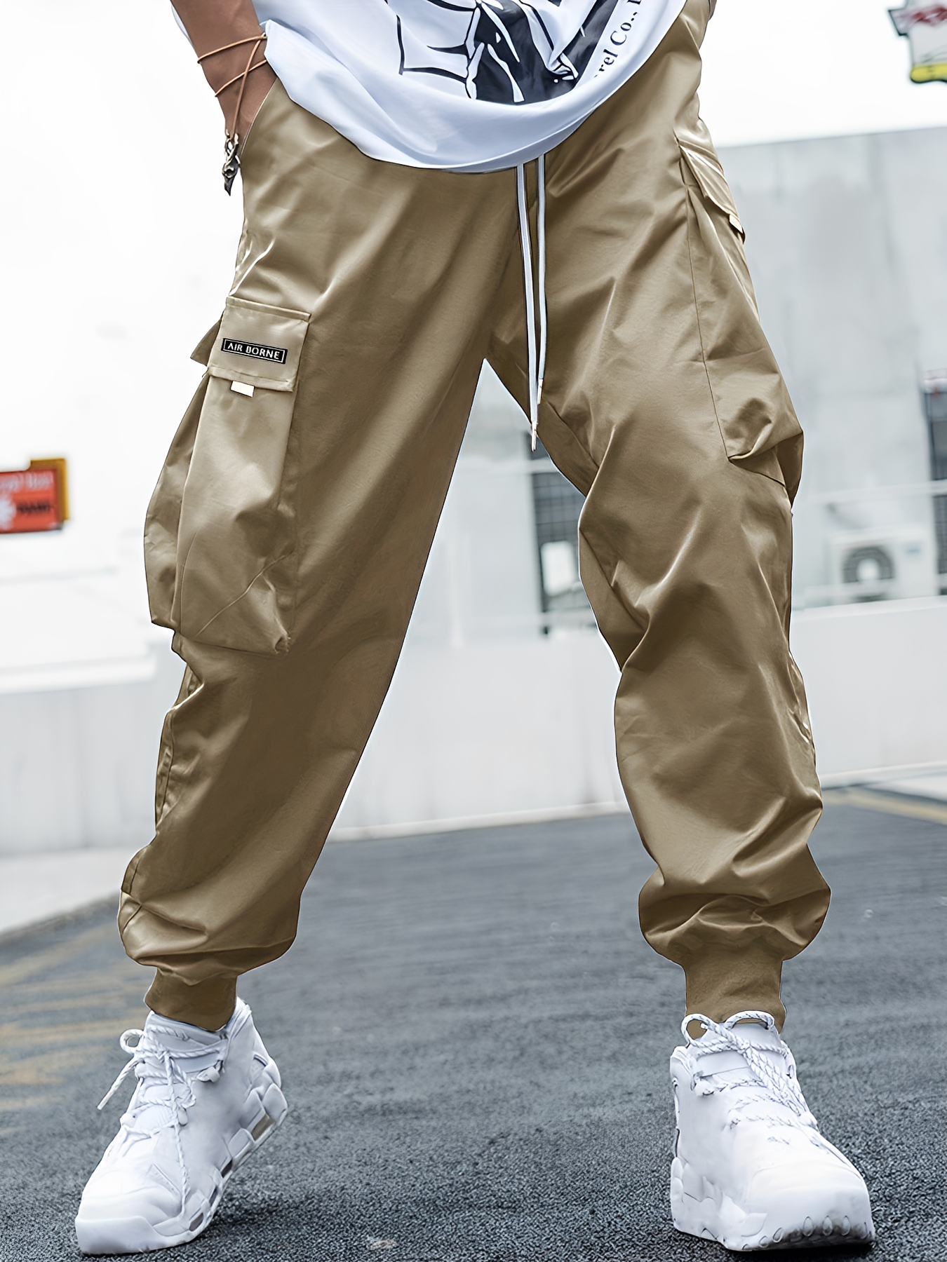 Eddy - Luźne, luźno dopasowane spodnie cargo z sznurkiem dla mężczyzn
