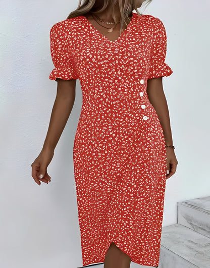 Rachael - Swobodne sukienka kopertowa w kwiatowy wzór dla kobiet