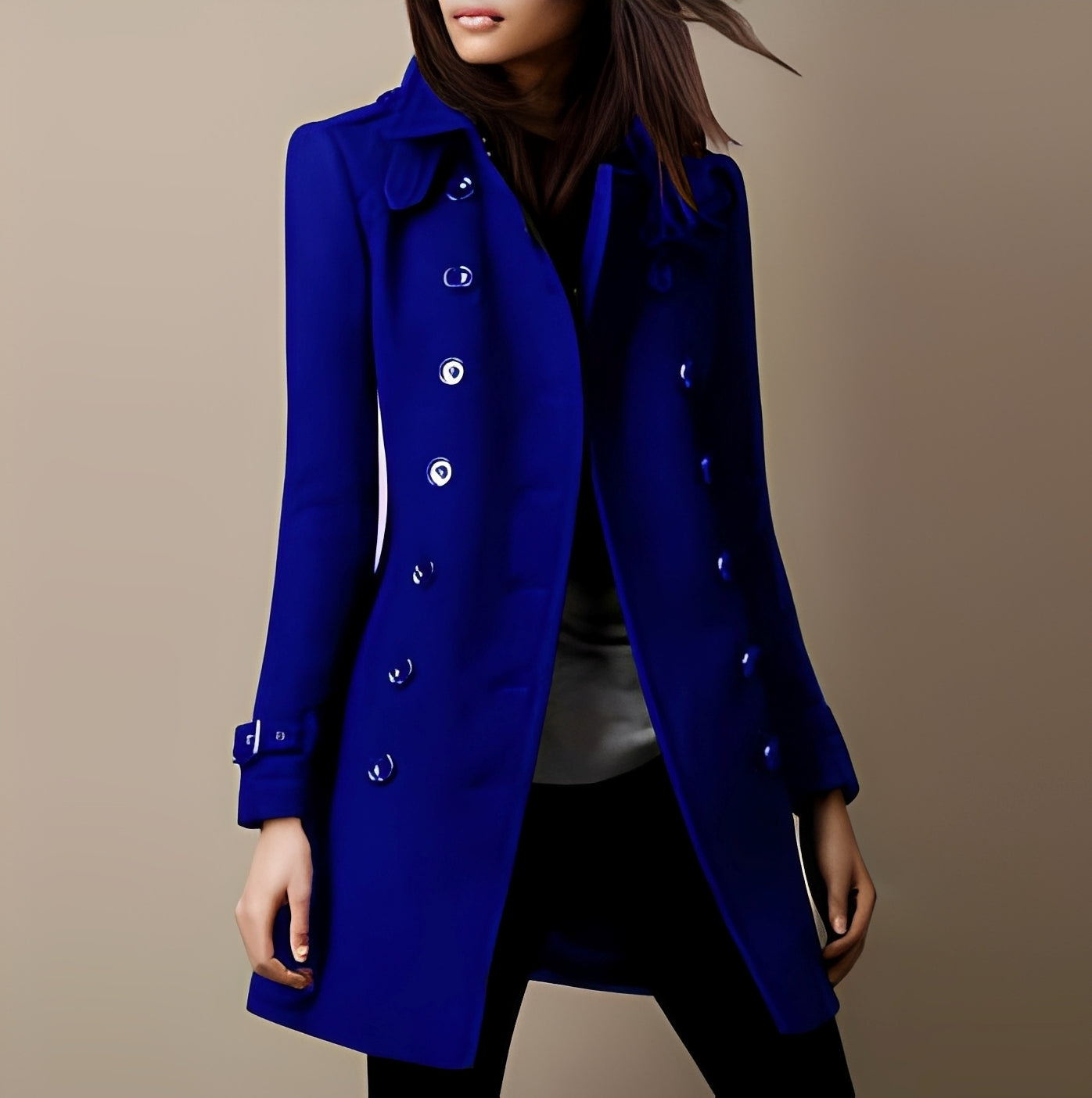 Aryana - Stylowy płaszcz damski dwurzędowy z wełny