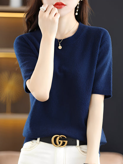 Blandine - Damski sweter z krótkimi rękawami