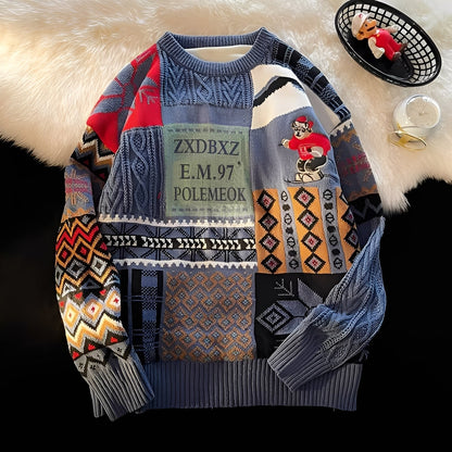 Charles - Stylowy, luźno dziany świąteczny sweter dla kobiet