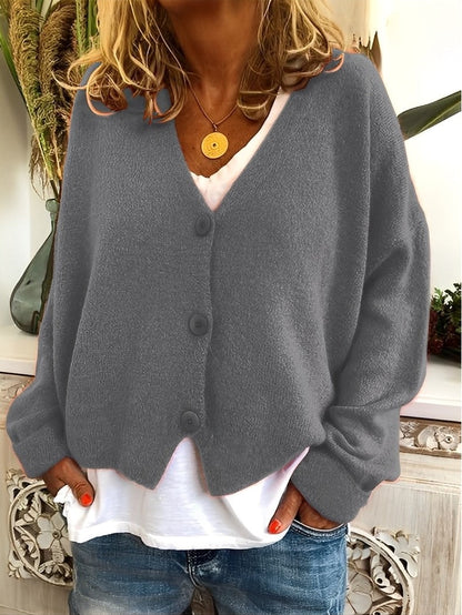 Evette - Luźny damski sweter z guzikami
