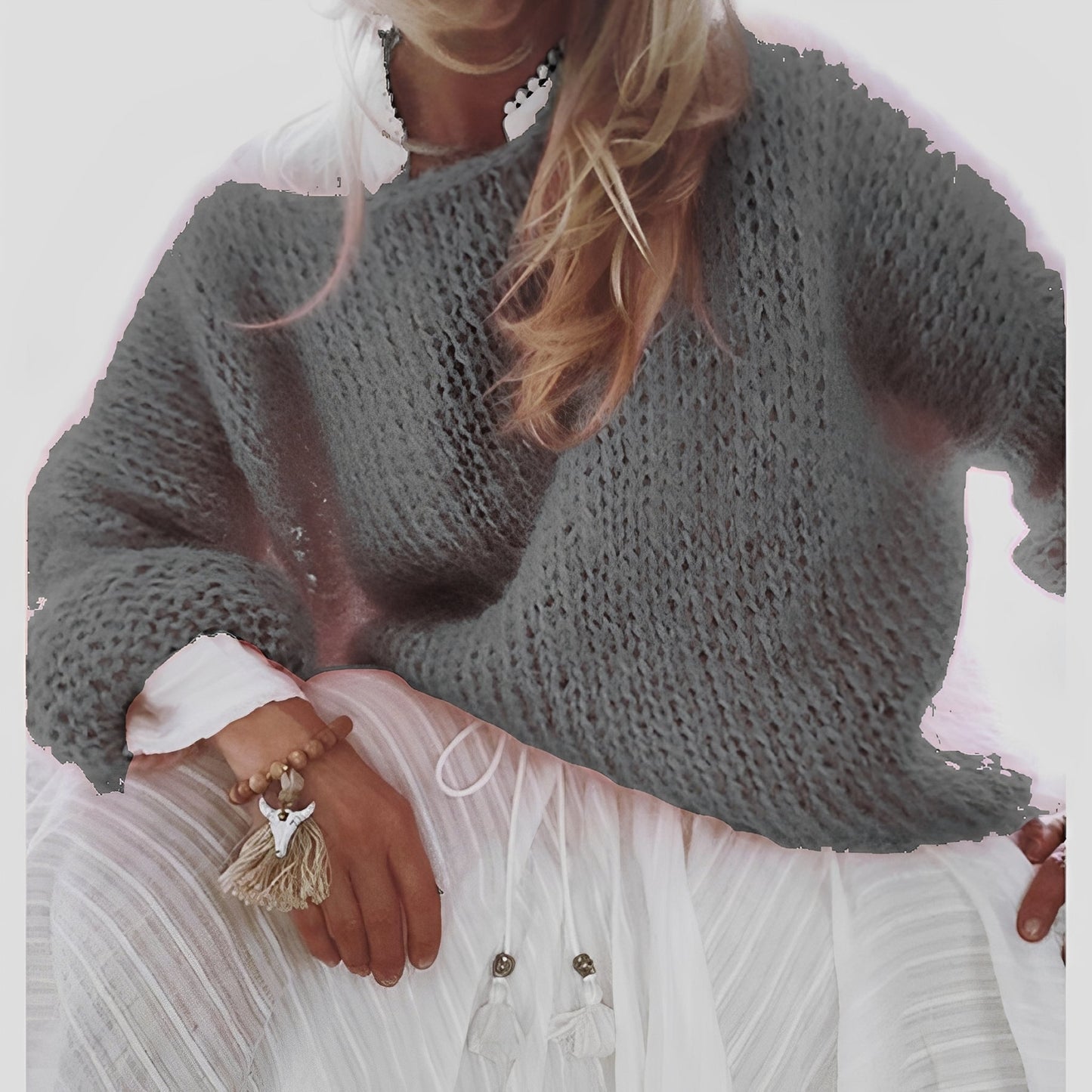 Caroline - Komfortowy, swobodnie dziany sweter damski