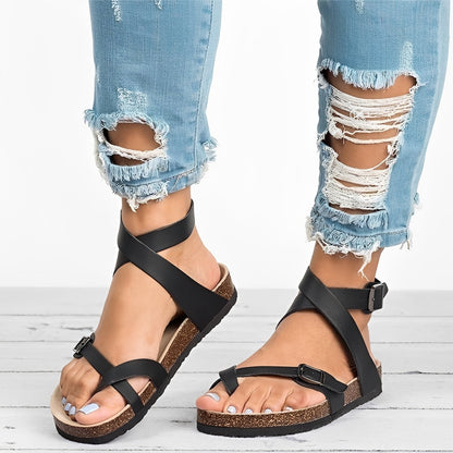 Lyvia - Luźne rzymskie płaskie sandały dla kobiet