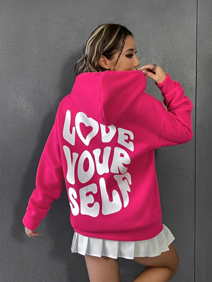 Rebeccah - Luźny kobiecy hoodie z nadrukiem