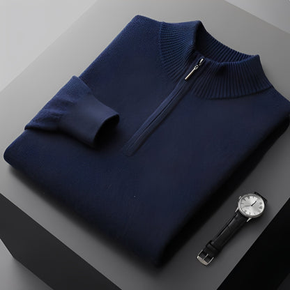 Weldon - Męski sweter z półzamkiem