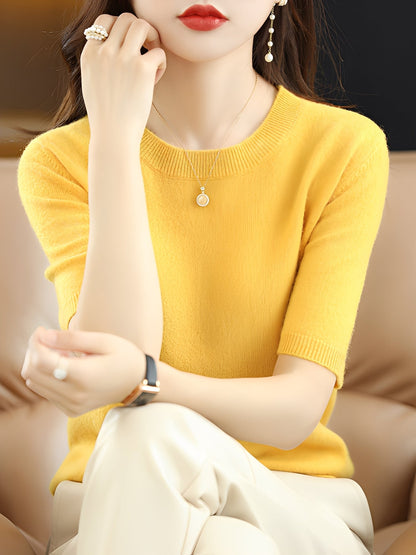 Blandine - Damski sweter z krótkimi rękawami