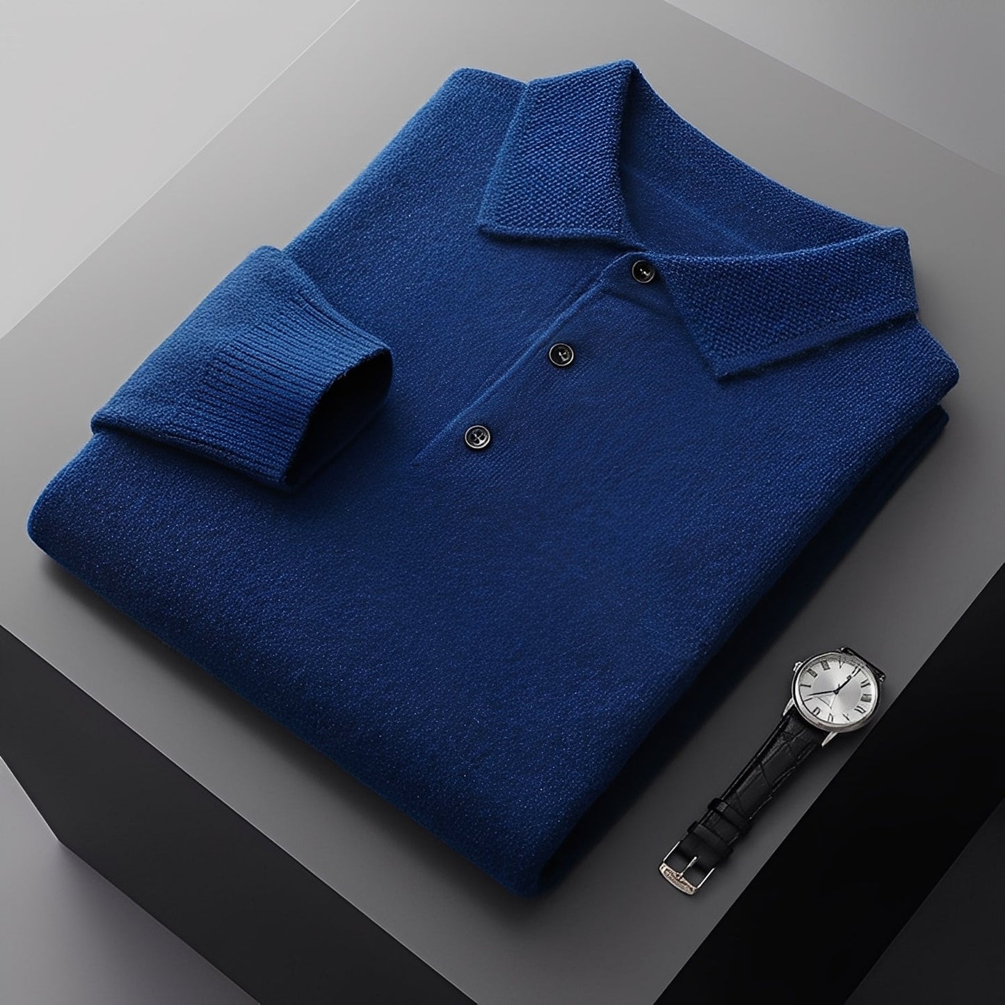 Romilly - Elegancki kaszmirowy sweter polo dla mężczyzn