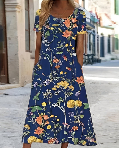 Meghan - Stylowa sukienka swing z kwiatowym wzorem dla kobiet