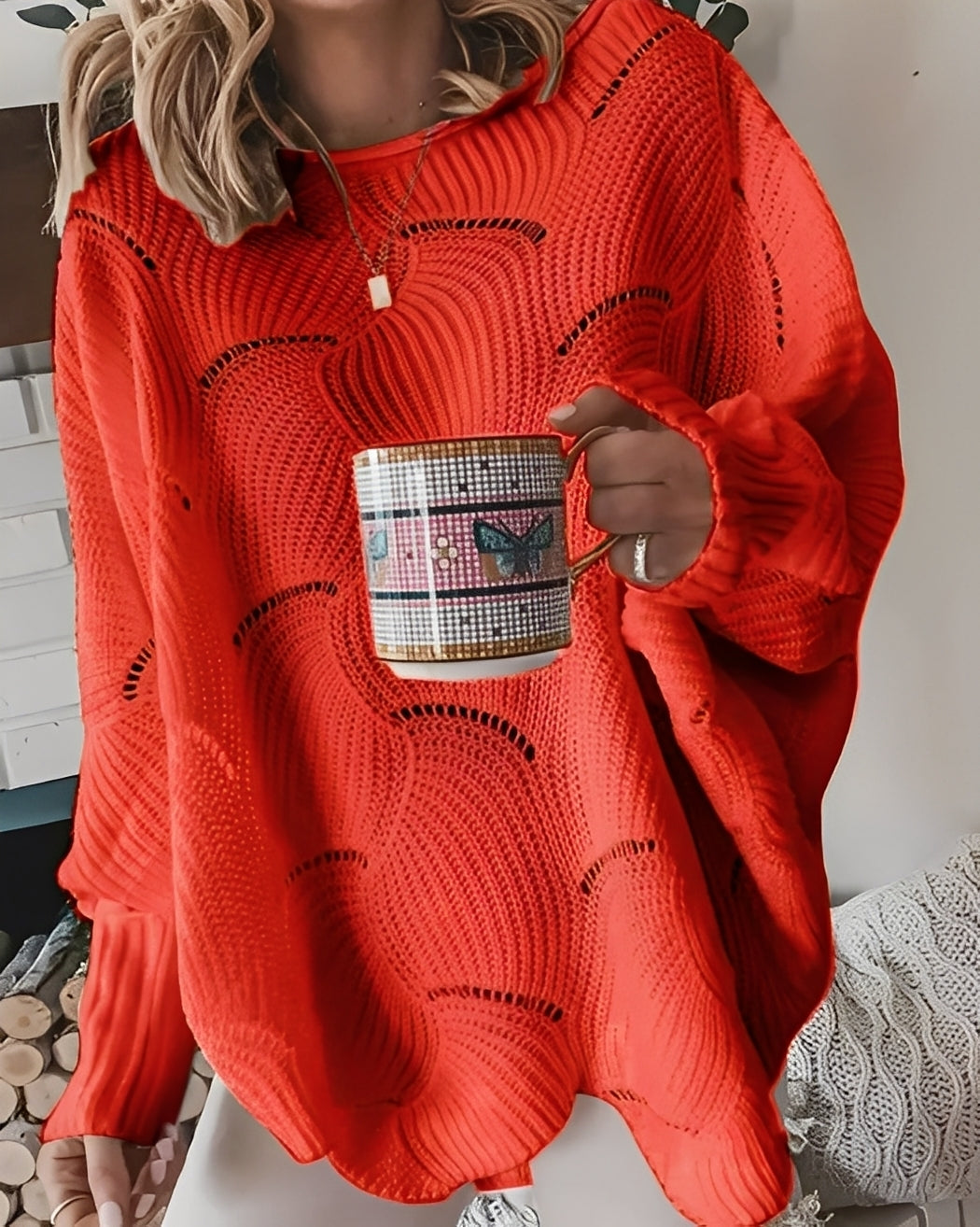 Kassandra - Stylowy, wycięty sweterek damski