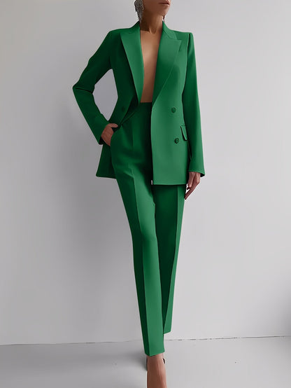 Nydia - Elegancki damski zestaw Slim-Fit z marynarką i spodniami