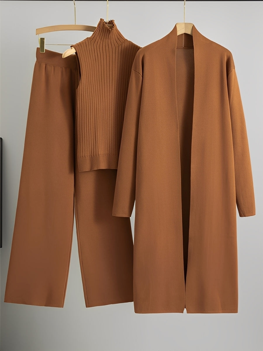 Angie - Modny 3-częściowy zestaw dzianinowy dla kobiet
