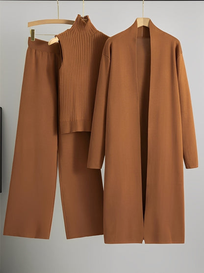 Angie - Modny 3-częściowy zestaw dzianinowy dla kobiet