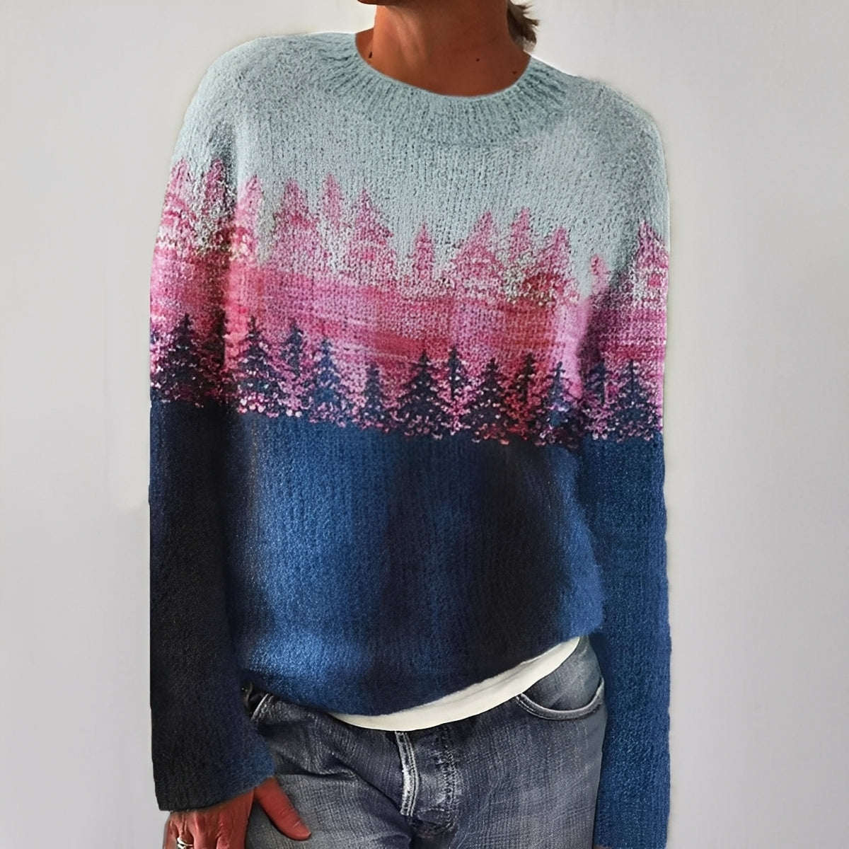 Heather - Klasyczny damski sweter z wzorem