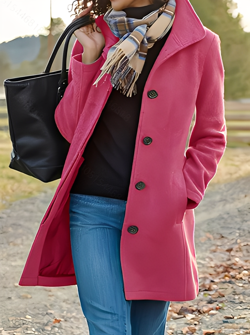 Jaclyn - Stylowy, praktyczny damski płaszcz tweedowy