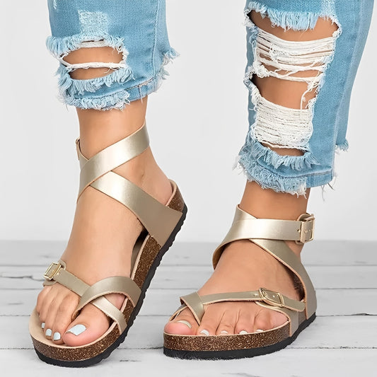 Lyvia - Luźne rzymskie płaskie sandały dla kobiet