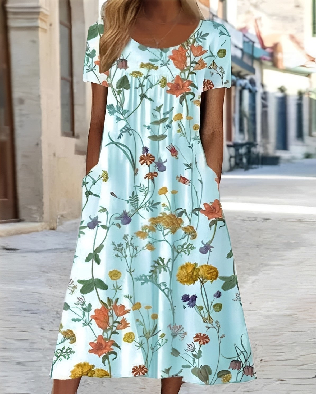 Meghan - Stylowa sukienka swing z kwiatowym wzorem dla kobiet