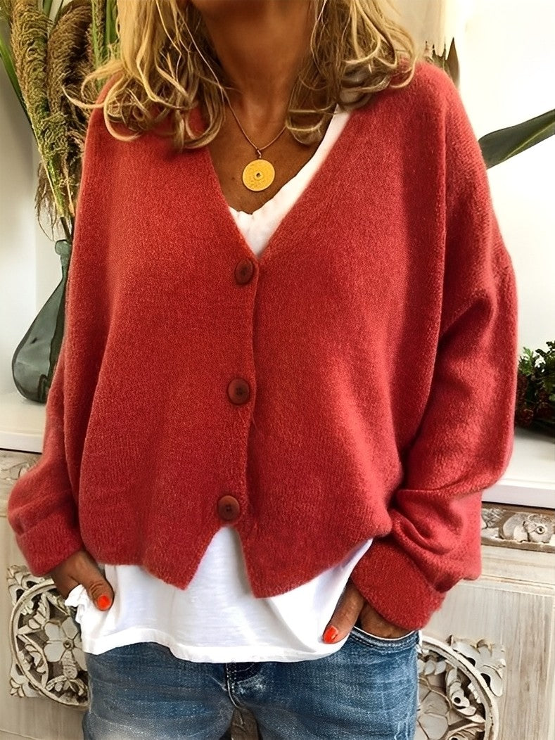 Evette - Luźny damski sweter z guzikami