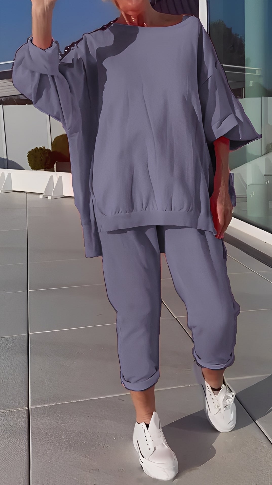 Eleanore - Zestaw dla kobiet z luźnym topem i spodniami