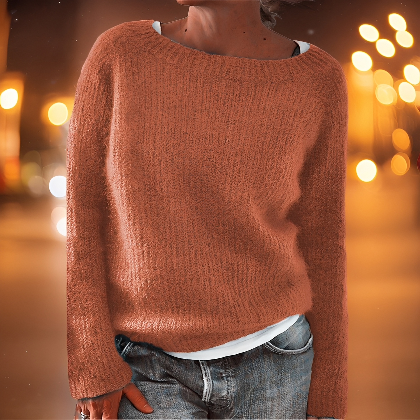 Abeeha - Damski sweter oversize w kolorze jodły