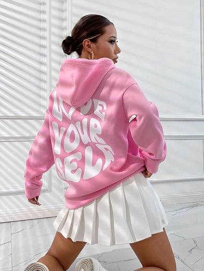 Rebeccah - Luźny kobiecy hoodie z nadrukiem