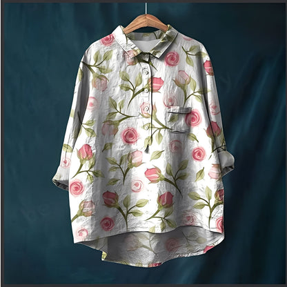 Garance - Damska klasyczna bluzka z długimi rękawami