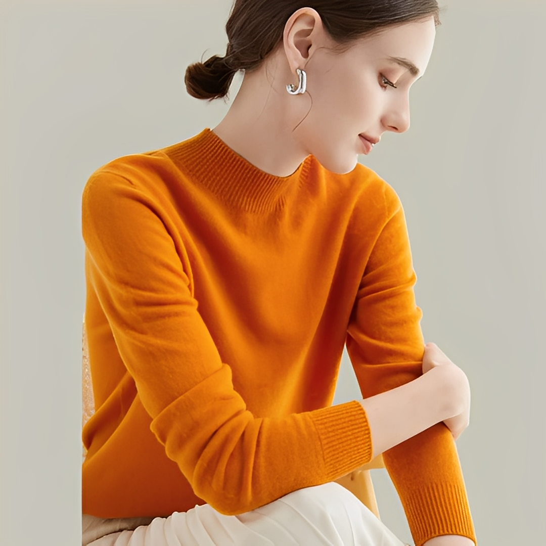 Martine - Dopasowane wełniane swetry z wysokim kołnierzem dla kobiet