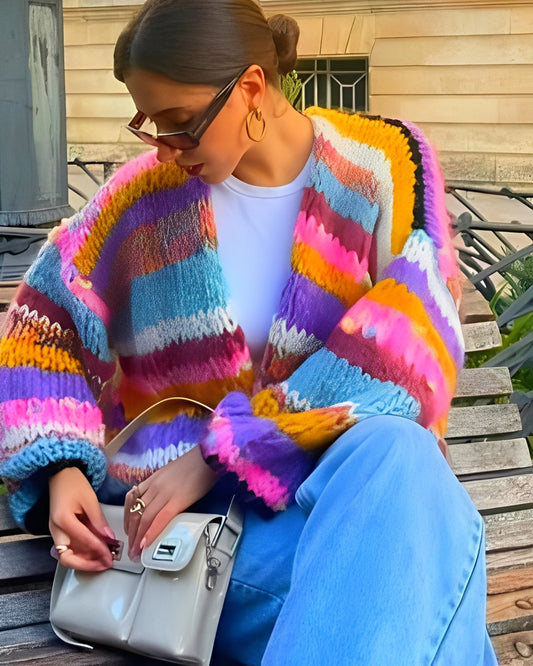 Marlee - Kobiecy sweter w kolorowe paski