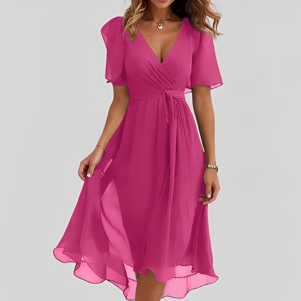 Gemma - Stylowa sukienka midi z krótkimi rękawami dla kobiet