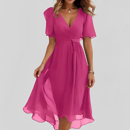 Gemma - Stylowa sukienka midi z krótkimi rękawami dla kobiet